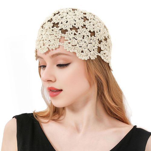Chapeau Tricoté Pour Femmes, Motif De Fleurs Au Crochet Creux, Respirant, Artisanal, Pour Le Travail En Plein Air, Vêtements De Rue-Beige