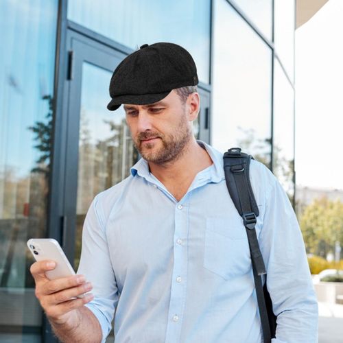 Chapeau De Gavroche Pour Hommes, Béret Rétro, Casquette Octogonale, Style Anglais, Casquette De Rue, Couvre-Chef Pour Temps Chaud Et Froid, Chapeau De Peintre Pour Randonnée, Voyage, Shopping, Printemps Automne-Noir1