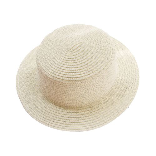Chapeau De Paille Pour Femmes Protection Solaire Anti-Uv À Large Bord Plat Couleur Unie Pliable Respirant Camping En Plein Air Pêche Chapeau De Soleil Vacances Chapeau De Plage-Beige