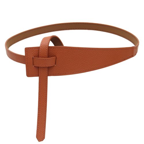 Style Coréen Simple Femmes Faux Cuir Ceinture Forme Irrégulière Noeud Réglable Longue Ceinture Costume Manteau Corset Ceinture Accessoires De Mode-Chameau