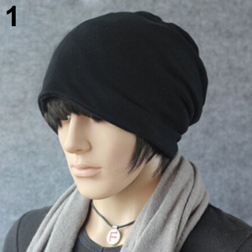 Femmes Hommes Mode Hiver Chaud Crochet Tricot Écharpe Hip-Hop Casquette Bonnet Chapeau-Noir