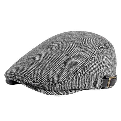 Béret Casquette Style Britannique Rétro Rayé Haut Plat Bord Court Décorer Respirant Hommes Plaid Plat Gavroche Chapeau Pour Réunion-Gris Clair