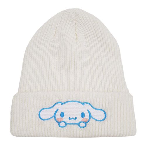 Bonnet D'hiver Pour Femme Tricoté À Bord Plié Épais, Couleur Unie, Chapeau Brodé De Chat Extensible, Protection Des Oreilles, Chapeau Empilé, Coupe-Vent Par Temps Froid, Couvre-Chef Chaud-Beige