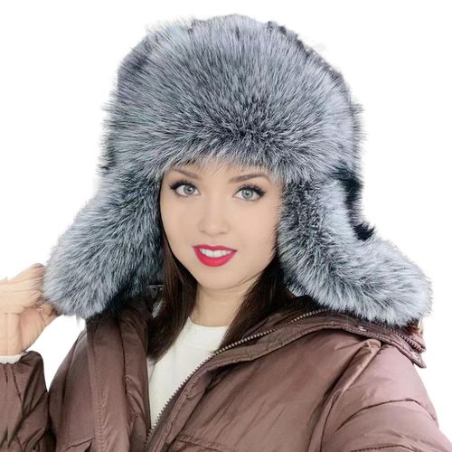 Femmes Chapeau D'hiver Gants Épaissi Fausse Fourrure Protection Des Oreilles Windoroof Rétention De Chaleur Ski En Plein Air Patinage Snowboard Lei Feng Chapeau-Argent