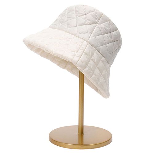 Chapeau De Pêcheur Pour Femme, Automne Et Hiver, Dessus Plat, Large Bord, Épais, Doux, Motif Carré, Couleur Unie, Pare-Soleil, Coupe-Vent, Chaud, Décoratif, Bonnet Profond Pour Femme, Couvre-Chef D'hiver-Beige
