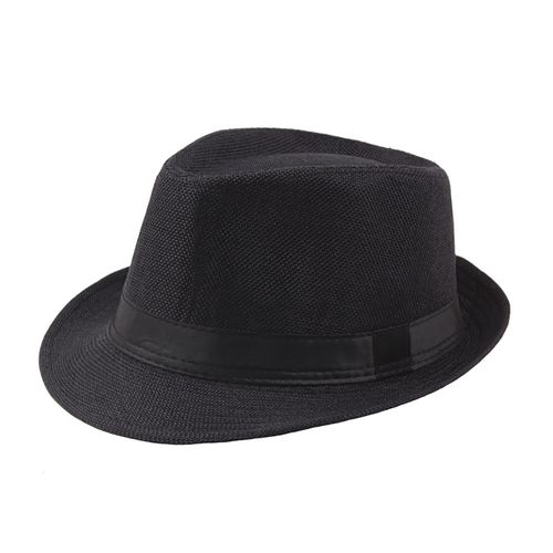 Chapeau Panama Unisexe Élégant Tressé À Large Bord, Protection Uv, Accessoires De Mode-Noir