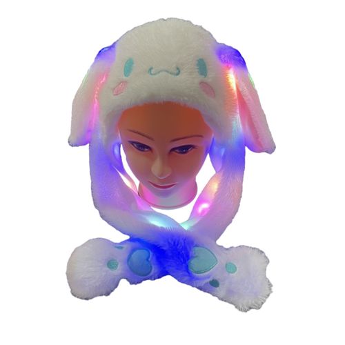 Chapeau D'hiver Pour Femmes, Décoration D'oreilles Longues, Lumière Led Colorée, Peluche Épaisse Et Douce, Rétention De Chaleur Chaude, Casquette De Couleur Assortie, Jouet Amusant, Casquette De Spectacle De Fête-G
