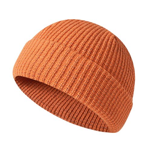 Chapeau Tricoté Unisexe Réfléchissant La Nuit, Haute Élasticité, Bord Plié, Dôme, Style Hip Hop Street, Jogging De Nuit, Casquette D'avertissement, Garde Au Chaud En Hiver-Orange Foncé