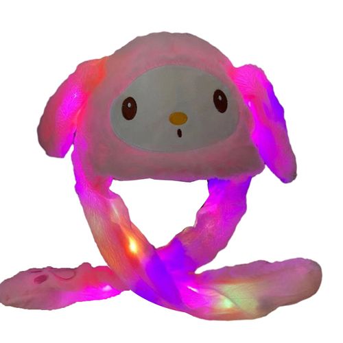 Chapeau D'hiver Pour Femmes, Décoration D'oreilles Longues, Lumière Led Colorée, Peluche Épaisse Et Douce, Rétention De Chaleur Chaude, Casquette De Couleur Assortie, Jouet Amusant, Casquette De Spectacle De Fête-F