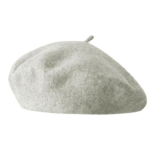 Béret Vintage Pour Femmes, Chapeau De Peintre De Couleur Unie, Mélange De Laine, Casquette D'artiste De Style Français, Couvre-Chef Léger Pour Fête En Plein Air-Gris Et Blanc