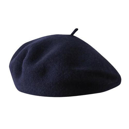 Béret Vintage Pour Femmes, Chapeau De Peintre De Couleur Unie, Mélange De Laine, Casquette D'artiste De Style Français, Couvre-Chef Léger Pour Fête En Plein Air-Bleu Marine