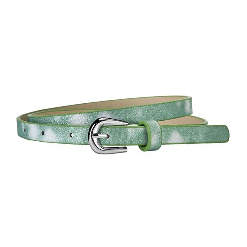 Ceinture En Faux Cuir Pour Enfants, Design Multi-Trous, Longueur Réglable, Robe En Jean, Accessoire Décoré À Paillettes-Vert