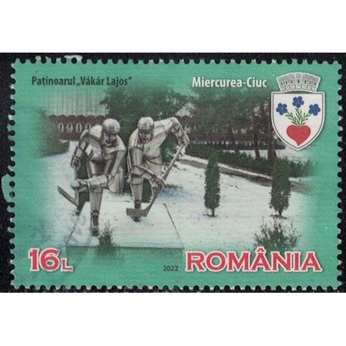Roumanie 2022 Oblitéré Used Patinoire Et Statue De Lajos Vákár Miercurea Ciuc Y&t Ro 6836 Su