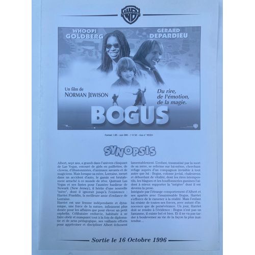 Dossier De Presse Du Film "Bogus" - Norman Jewison, 1996 - Avec Whoopi Goldberg, Gérard Depardieu, Haley Joel Osment, Ute Lemper...