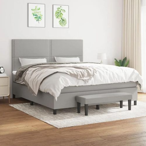 Sommier À Lattes De Lit Avec Matelas Gris Clair 180x200cm Tissu
