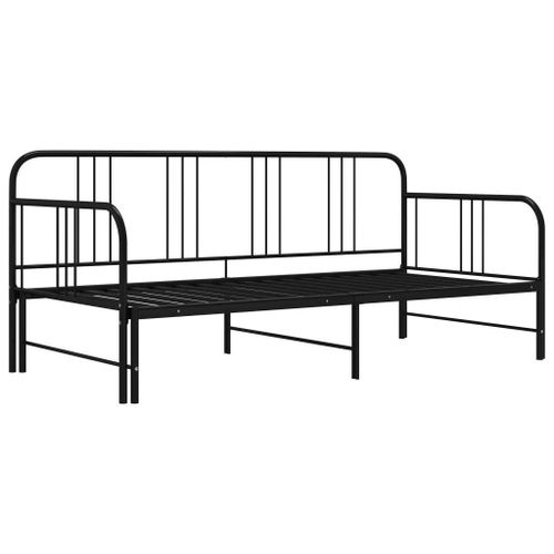 Cadre De Canapé-Lit Extensible Sans Matelas Noir Métal 90x200cm