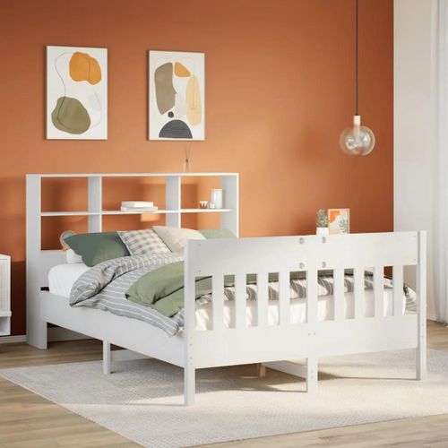 Cadre De Lit Sans Matelas Blanc 120x200 Cm Bois De Pin Massif