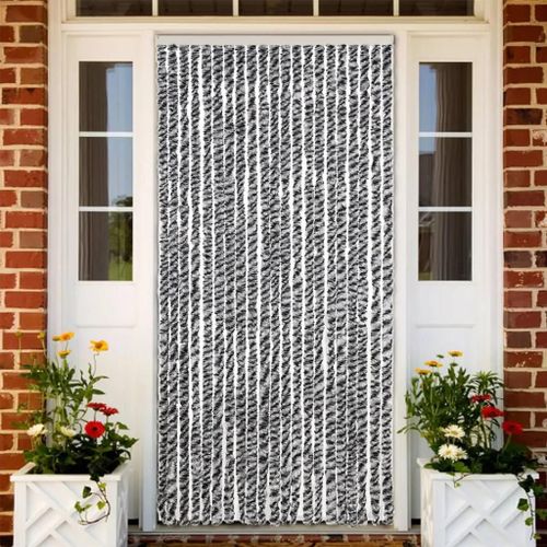 Rideau Anti-Mouches Gris Et Noir Et Blanc 90x220 Cm Chenille