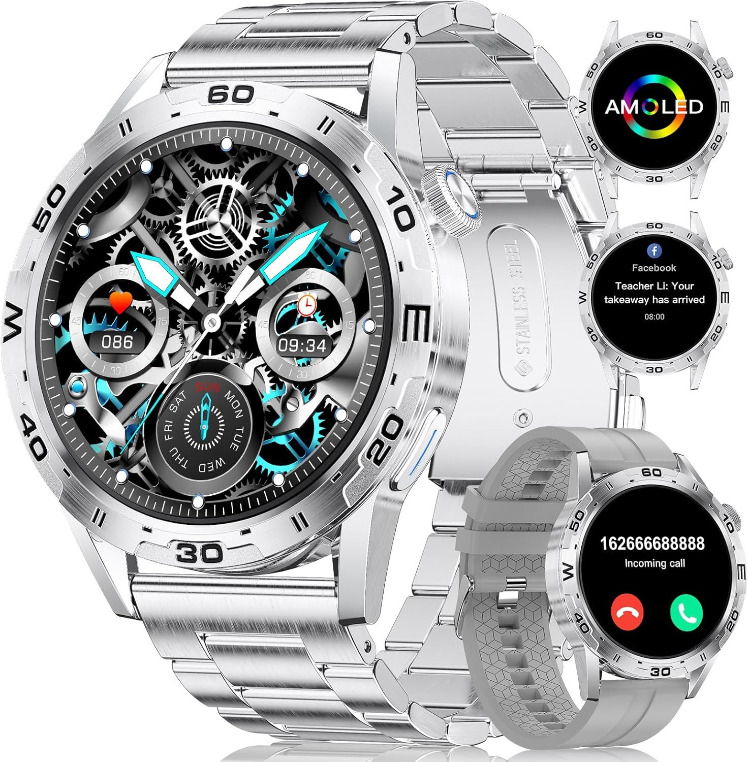 1.43 Amoled/400mah Montre Connecté, Montre Connectée Homme Avec App...