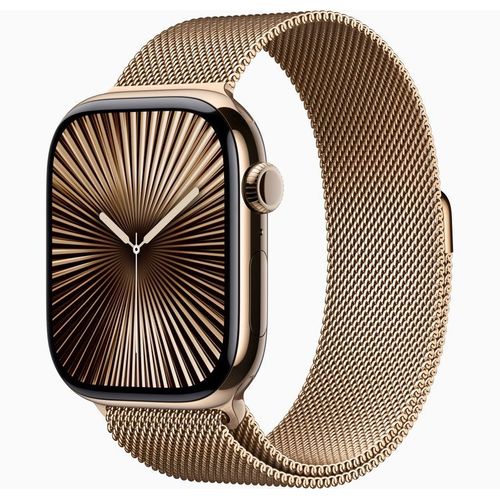 Apple Watch Series 10 46 Mm Boîtier Titane Or Bracelet Milanais Taille M/L Or [Wi-Fi + Cellulaire], Gps