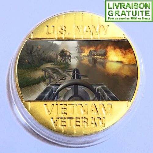 Guerre Du Vietnam Us Army - Pièce Médaille Commémorative Plaquée Or (Réf 5)