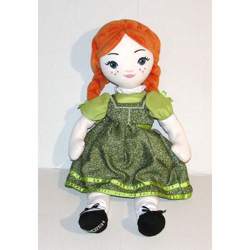 peluche la reine des neiges anna robe verte poupée disney frozen