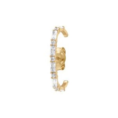 Boucles D'oreilles Tige Plaqué Or Unitaire Oxydes Blancs Sertis Faux Piercing