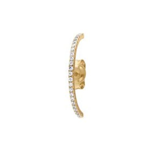 Boucles D'oreilles Tige Plaqué Or Unitaire Oxydes Blancs Sertis Faux Piercing