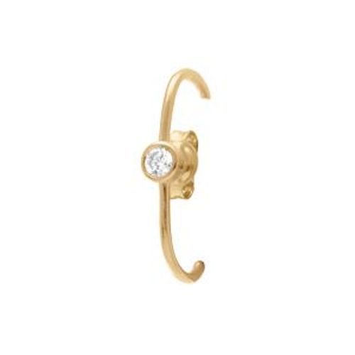Boucles D'oreilles Tige Plaqué Or Unitaire 1 Oxyde Blanc Serti Clos Faux Piercing