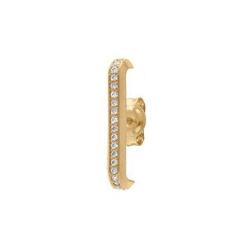 Boucles D'oreilles Plaqué Or Tige Unitaire Barette Oxydes Blancs Sertis Faux Piercing