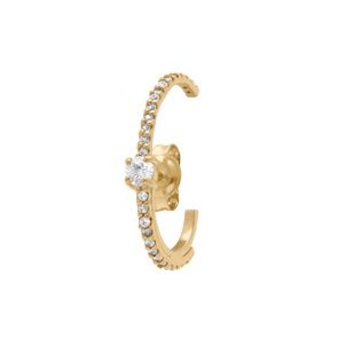 Boucles D'oreilles Tige Plaqué Or Unitaire Oxydes Blancs Sertis Faux Piercing
