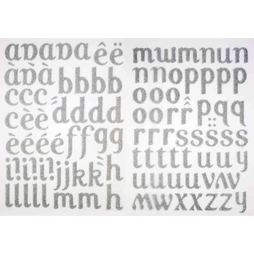 Lettre Thermocollante Alphabet Transfert Textile Argenté 2 À 3 Cm 103 Pièces
