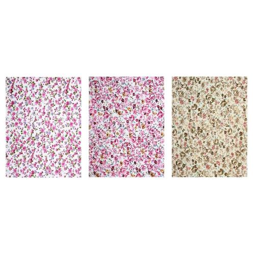 Tissu Adhésif Coupons Fleurs D 15x20 Cm 3 Pièces