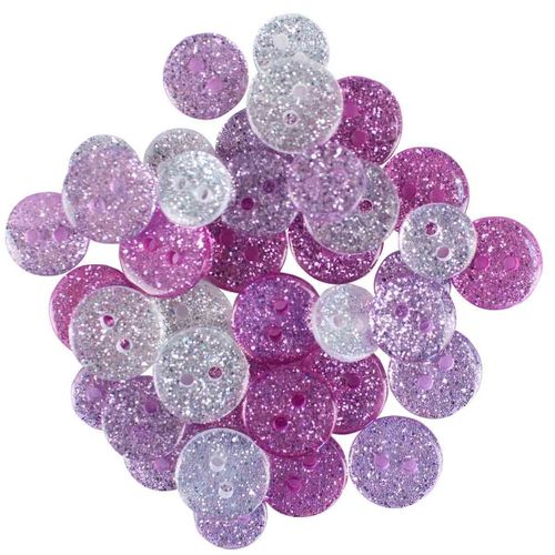 Boutons Acrylique Mauve Pailletté 1 À 1,3 Cm 36 Pièces
