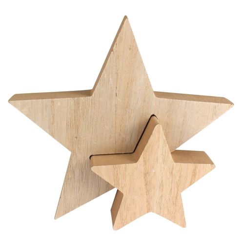 Etoile En Bois Avec Étoile Amovible 21,5x2,5 Cm