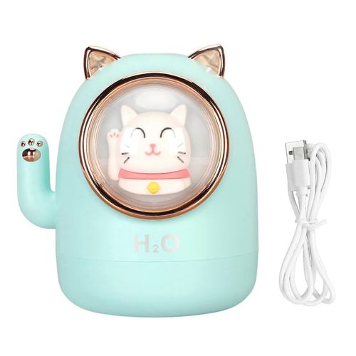 Humidificateur Diffuseur D¿arôme Forme De Chat Capacité 400ml Synchronisation Humidificateur Décoration De La Maison Pour Chambre Bureau Bleu Vert