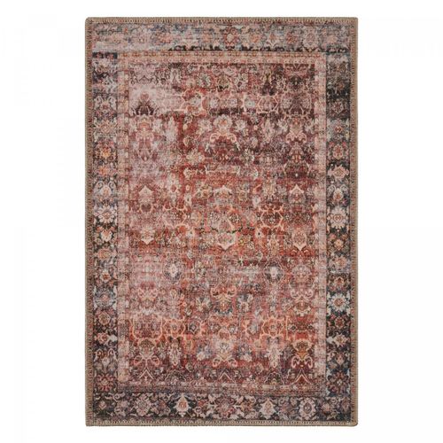 Tapis Orient 160x230 Rectangle Rouge Et Noir Tissé Motif Classique Allover