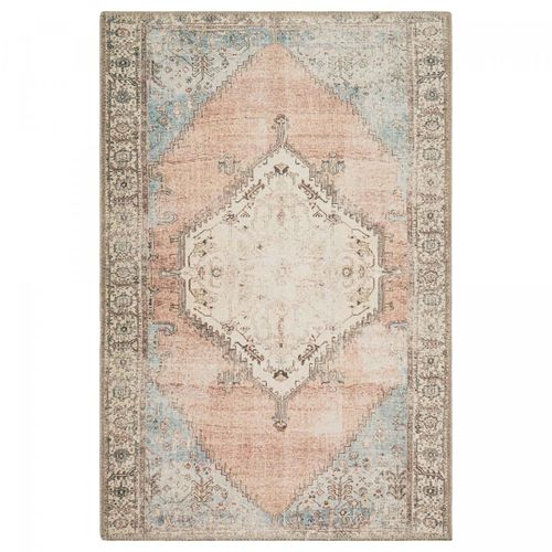Tapis Orient 160x230 Rectangle Bleu Et Beige Tissé Motif Classique Ortage C