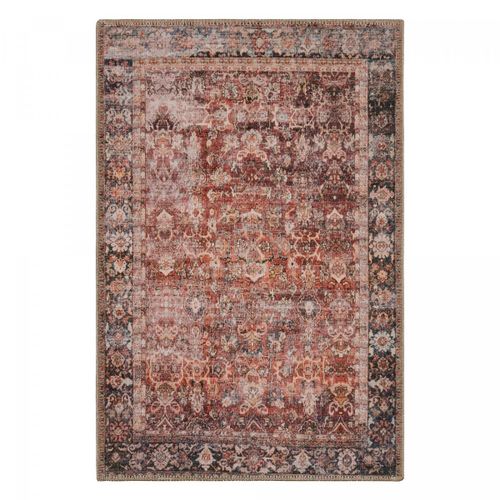 Tapis Orient 200x290 Rectangle Rouge Et Noir Tissé Motif Classique Allover