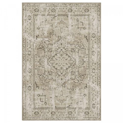 Tapis Orient 160x230 Rectangle Kaki Tissé Motif Classique Medaillon