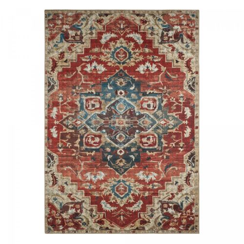 Tapis Orient 160x230 Rectangle Rouge Et Beige Tissé Motif Classique Meda B