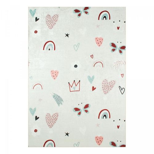Tapis Enfant 120x160 Rectangle Tissé Rose Heureux