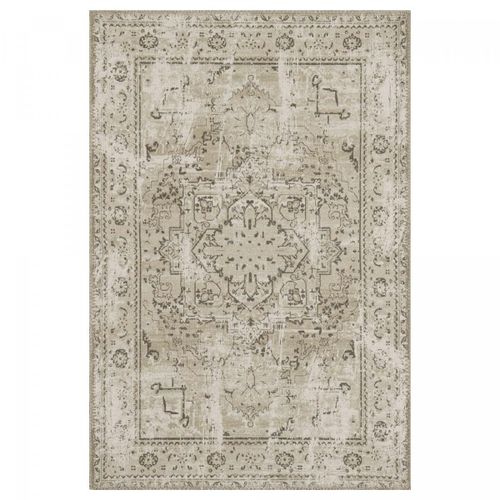 Tapis Orient 120x170 Rectangle Kaki Tissé Motif Classique Medaillon