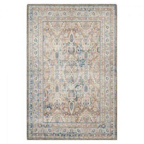 Tapis Orient 160x230 Rectangle Bleu Et Beige Tissé Motif Classique Ortage B