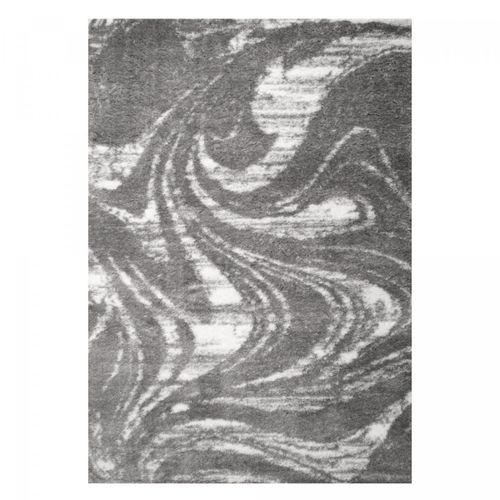 Tapis Shaggy 80x300 Rectangle Tissé Gris Et Blanc Motif Abstrait Ember 3