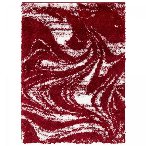 Tapis Shaggy 120x160 Rectangle Tissé Rouge Et Blanc Motif Abstrait Ember 3
