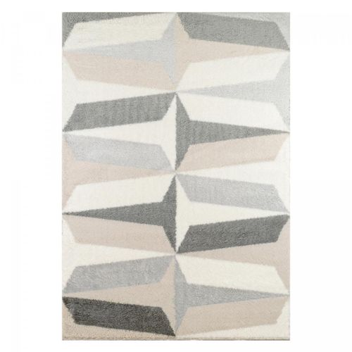 Tapis Chambre 120x160 Tissé Gris Et Blanc Rectangle Motif Géométrique Nuevo