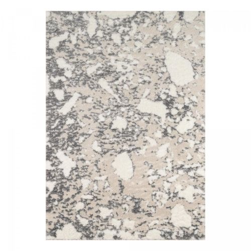 Tapis Salon 160x230 Tissé Beige Et Blanc Rectangle Motif Géométrique Tenova