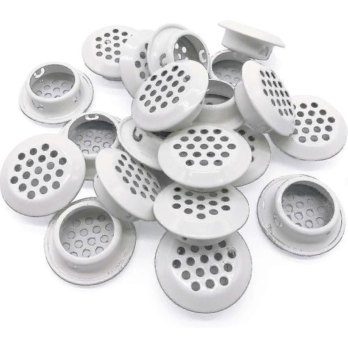 20pcs Air Vents 25mm Circular Soffit Vent Stainless Steel Round Vent Mesh Hole Louver Pour Cuisine Salle de Salle de Bains Cabinet Armoire (blanc)