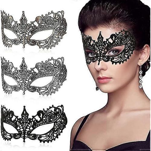 3 Pièces Halloween Masquerade Party Masquerade Lady Girl Masques Dentelle Masque Oculaire Visage Masque De Dentelle Vénitienne Pour Ball Party